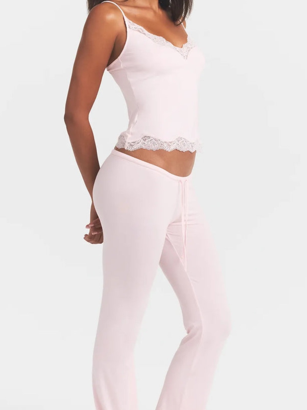 SKIMS Lace Trim Cami & Pant Sleep Set - Light Pink - Picture 2 of 7